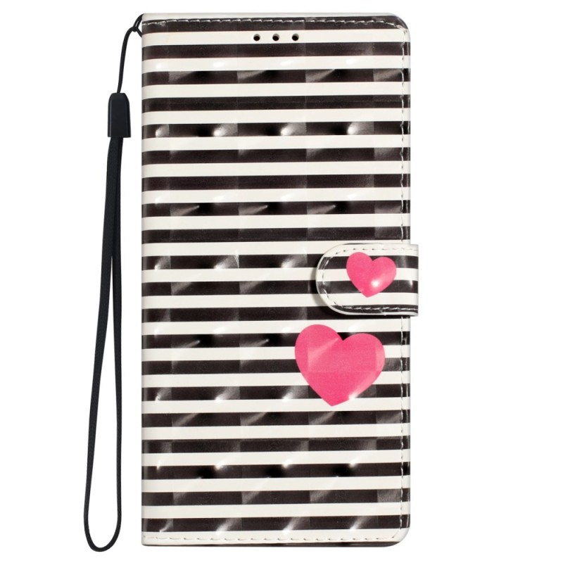 Hoesje voor iPhone 16 Pro Stripes and Hearts met sleutelkoord