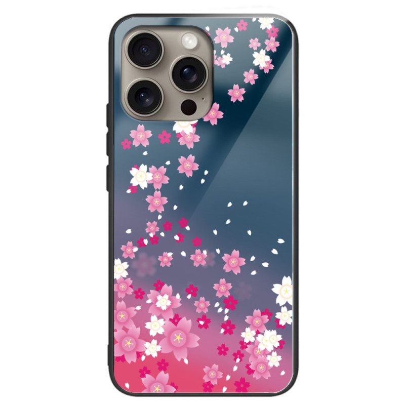 Hoesje iPhone 16 Pro Gehard Glas Roze Bloemen