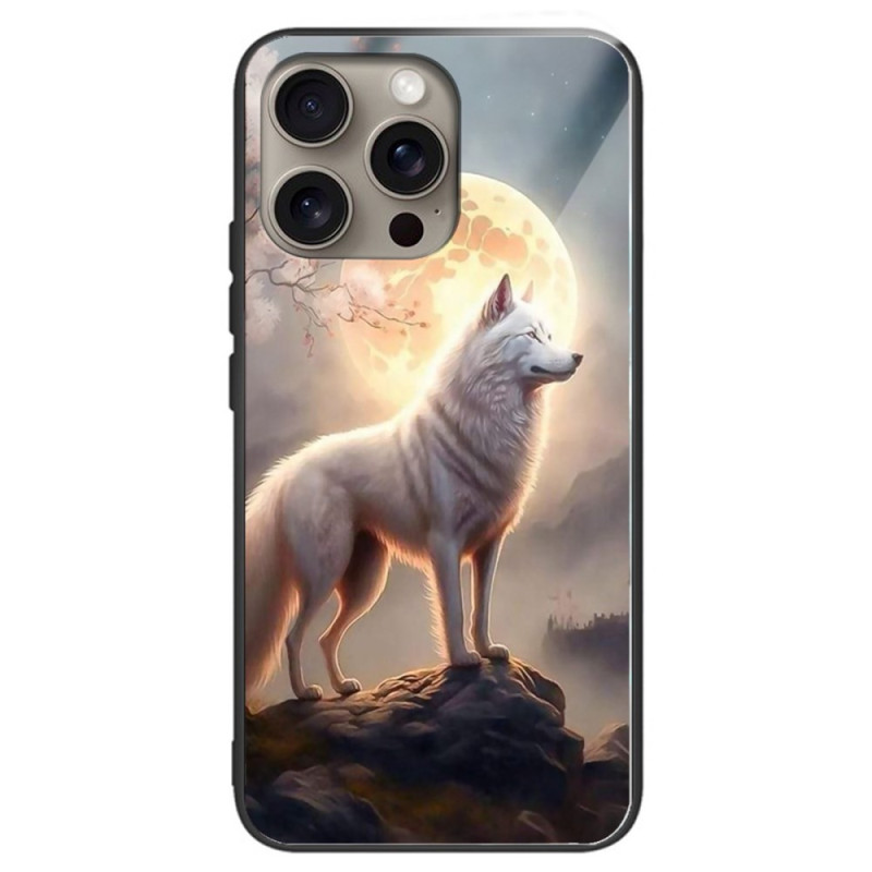 Hoesje iPhone 16 Pro Getemperd Glas Maanlicht Wolf