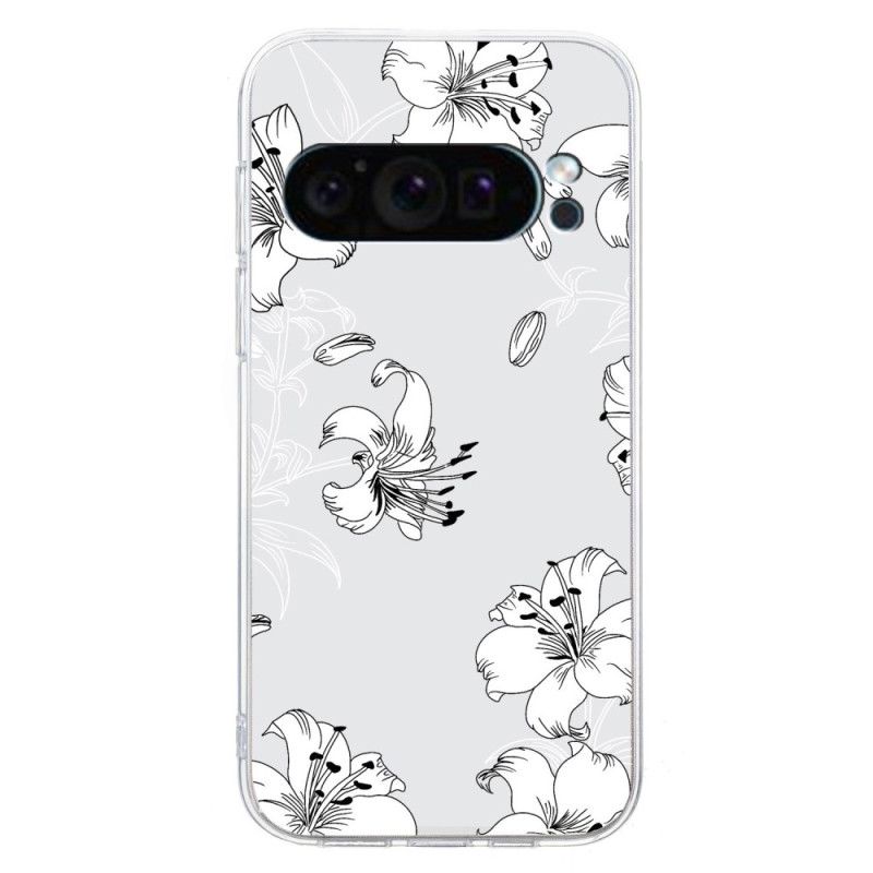 Google Pixel 9 Wit Bloemen Cover