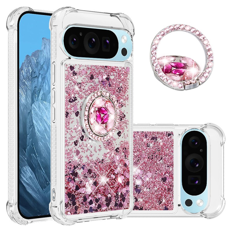 Google Pixel 9 / Pixel 9 Pro Hoesje Glitter Ringstandaard