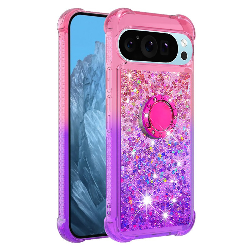 Google Pixel 9 Pro XL Hoesje Glitter Kleurverloop-Ring-Support