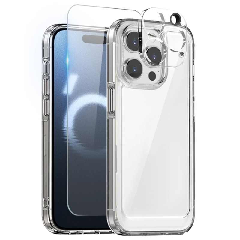 Trio iPhone 16 Pro Doorzichtig Hoesje met Schermbeschermer en Beschermer voor de Cameralens NOORDJO