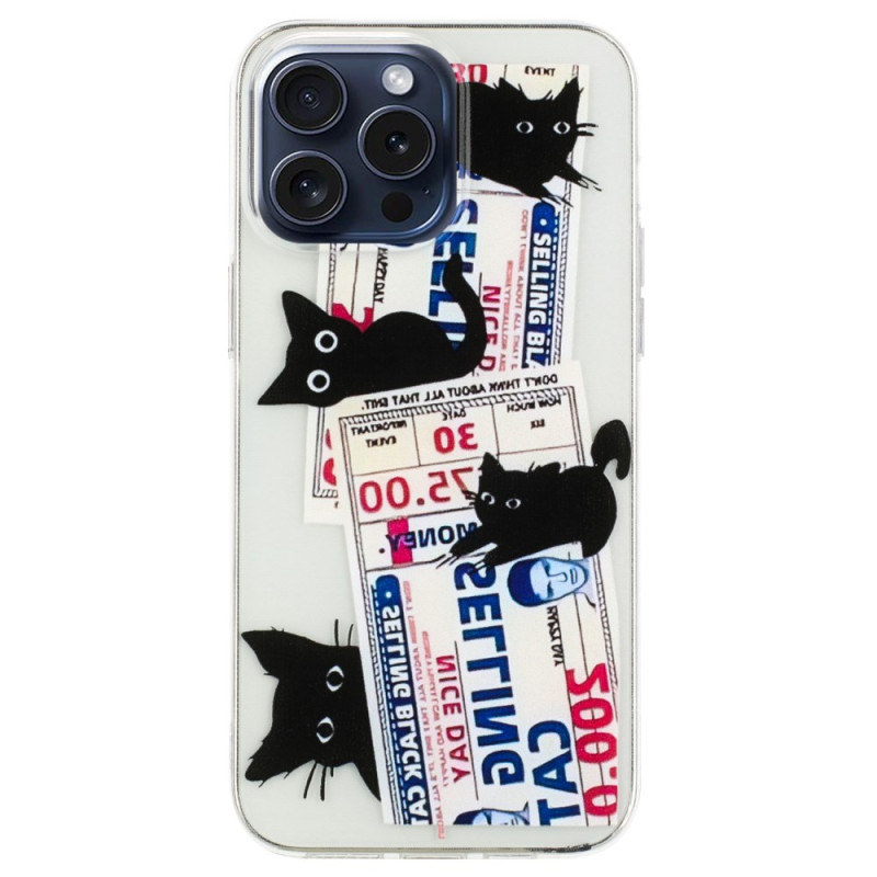 Hoesje iPhone 16 Pro Max Zwart Katten