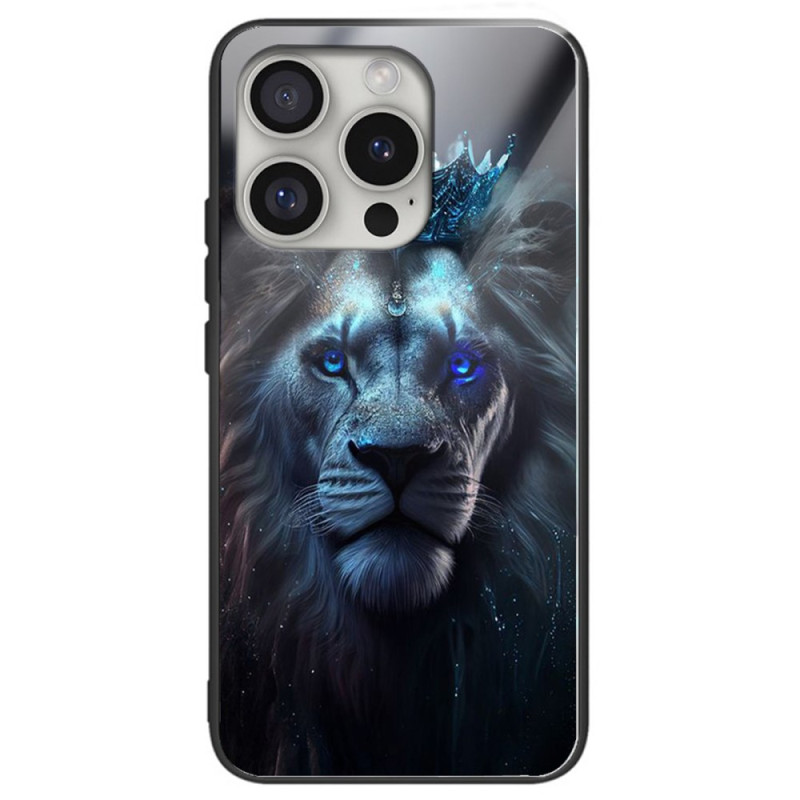 Phone 16 Pro Max Blue Lion Geval van getemperd glas