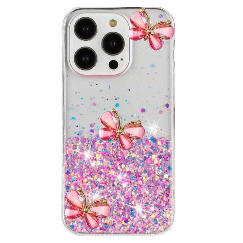 Hoesje iPhone 16 Pro Max Lichtgevend effect 3D vlinders