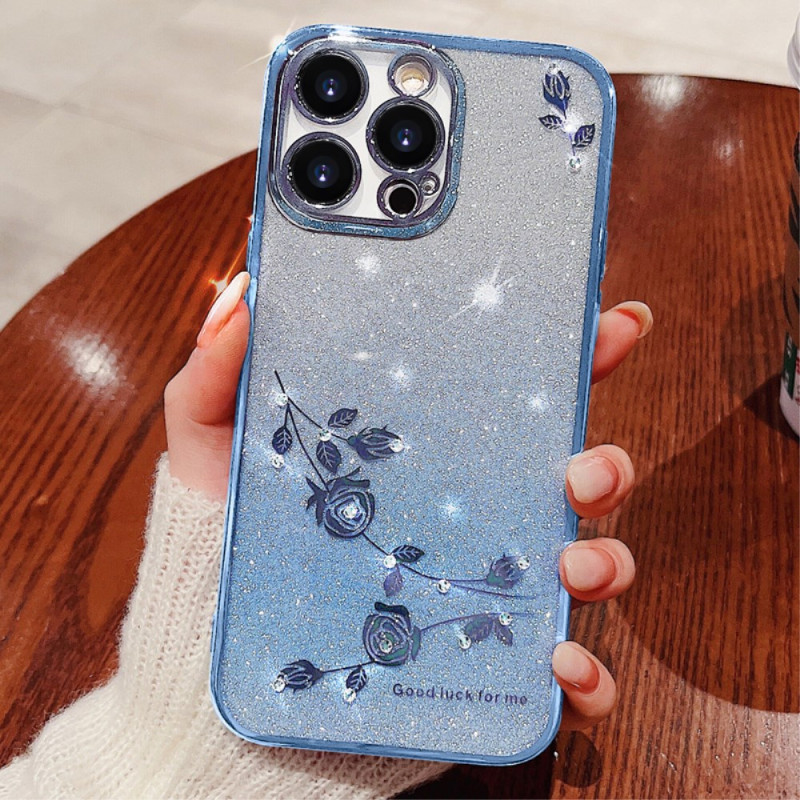 iPhone 16 Pro Max hoesje, hoesje met bloemen en strass