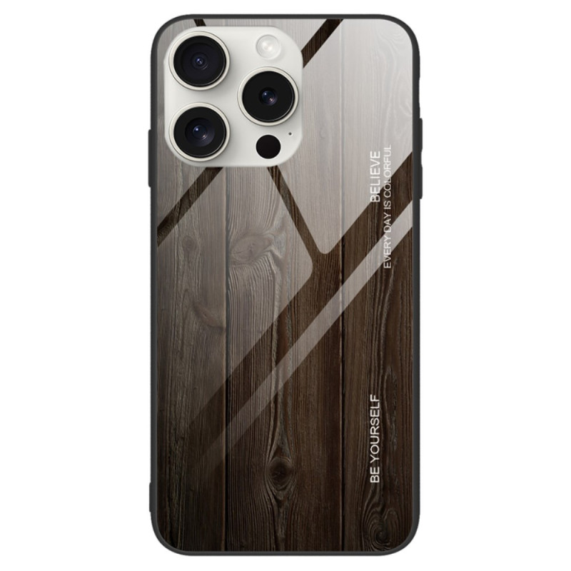 Hoesje iPhone 16 Pro Max Hout met gehard glas