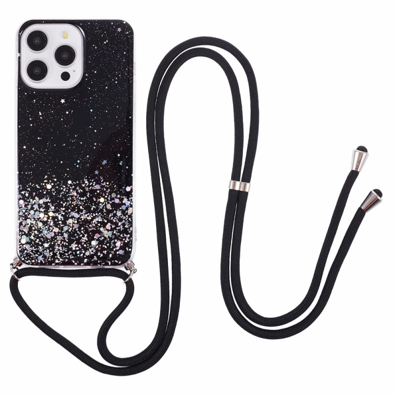 Trekkoord hoesje iPhone 16 Pro Max Glitter