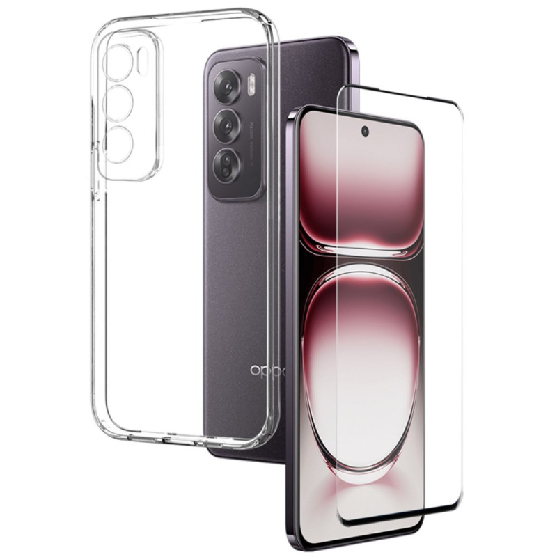 Oppo Reno 12 5G transparante behuizing met gehard glazen screenprotector
