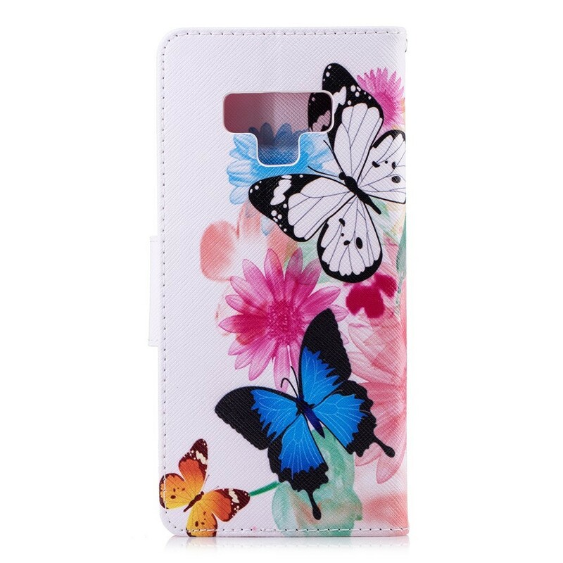 Samsung Galaxy Note 9 Hoesje Beschilderde Vlinders en Bloemen