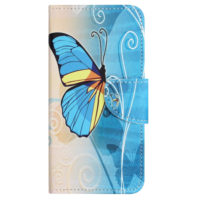 Samsung Galaxy S24 FE Geel en Blauw Vlinder Etui