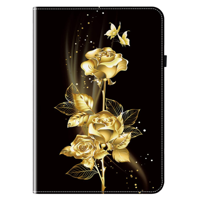 Hoesje voor iPad Air 13 (2024) Goud en roze vlinders