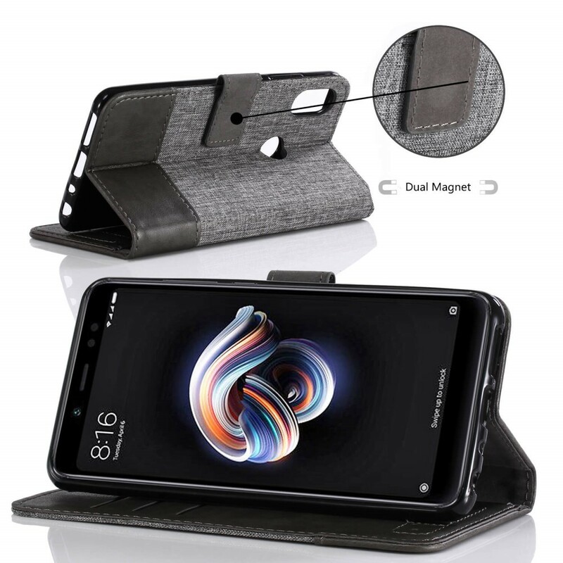 Xiaomi Redmi Note 5 Case Muxma stof en leer effect Xiaomi Redmi Note 5 Case Muxma stof en leer effect