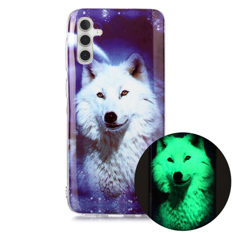 Samsung Galaxy A24 4G Lichtgevend Sterrenhemel Wolf Hoesje