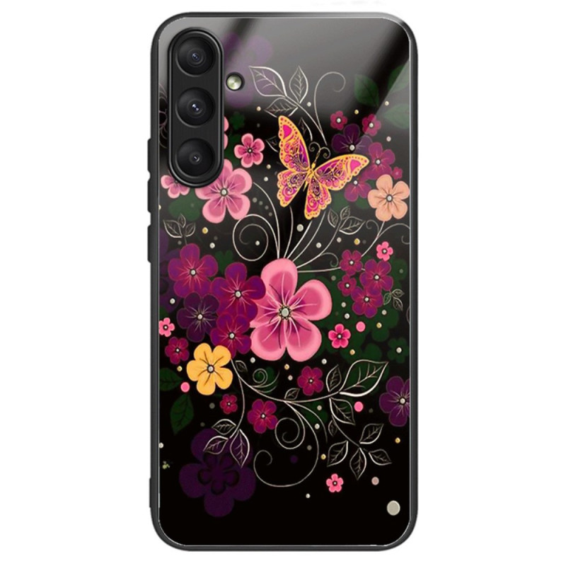 Samsung Galaxy A24 4G Geval van getemperd glas Bloemen en vlinders