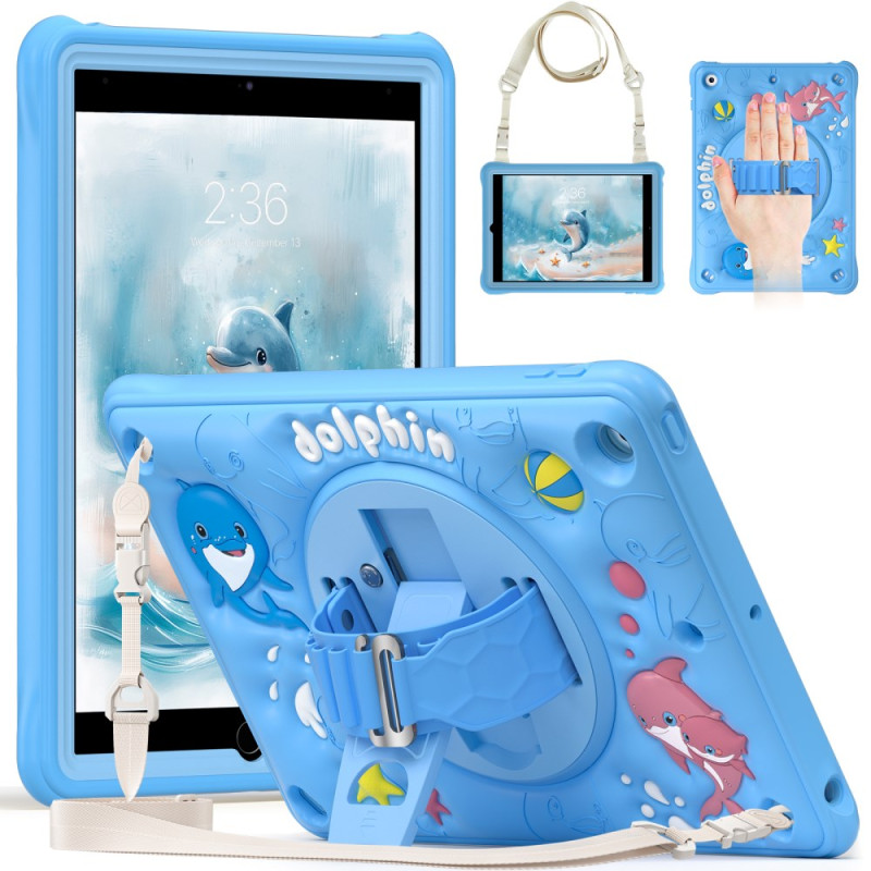 iPad Cover 10.2" (2021) (2020) (2019) Kinderriem en dolfijnhouder