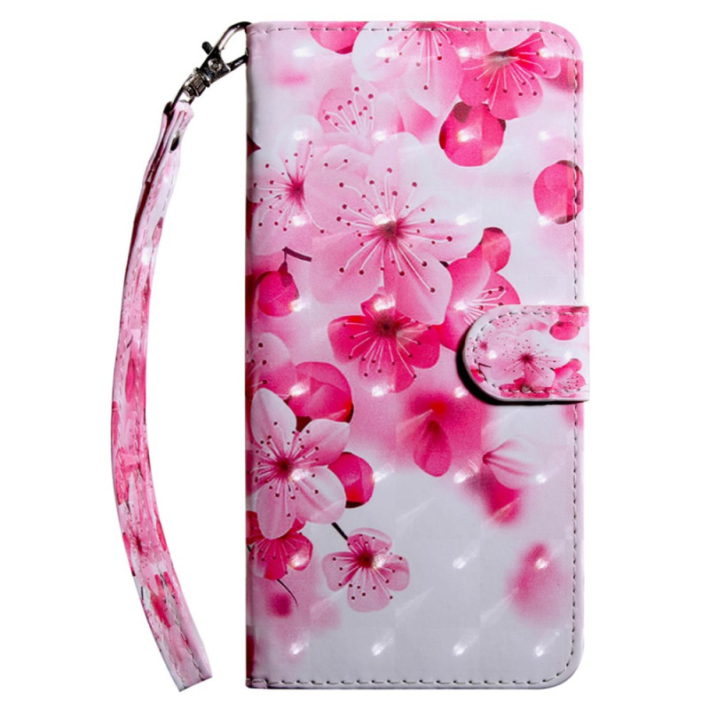 Hoesje Galaxy A16 4G / 5G Bloemenpatroon Rood met Bandje