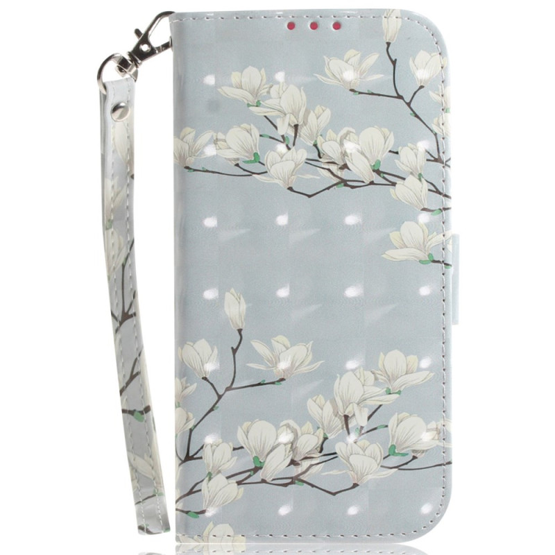 Hoesje Xiaomi Redmi 13 4G / 13 5G / Poco M6 Magnolia's Patroon met Riempje