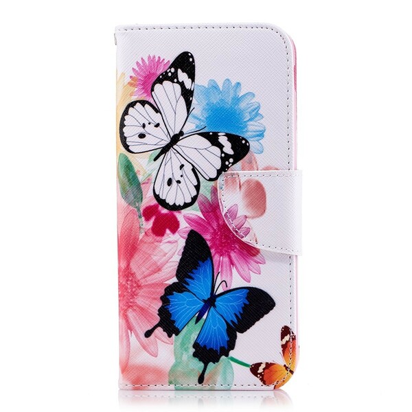 Samsung Galaxy J6 Hoesje Beschilderde Vlinders en Bloemen