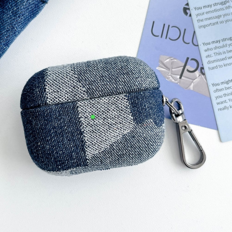 Denim AirPods Pro etui met karabijnhaak