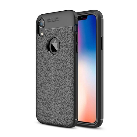 iPhone XR Lederen Hoesje Lychee Effect Dubbele Lijn