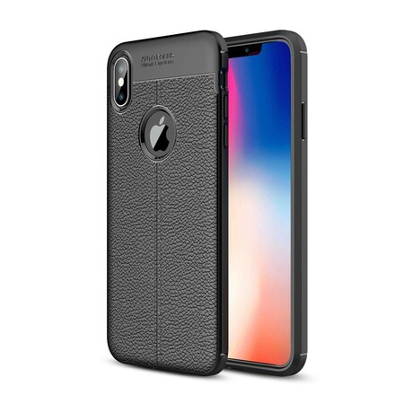iPhone XS Max Lederen Hoesje Lychee Effect Dubbele Lijn