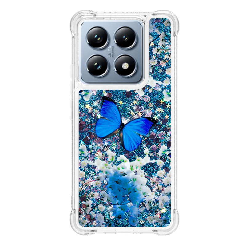 Xiaomi 14T / 14T Pro Glitter Vlinder Etui Blauw