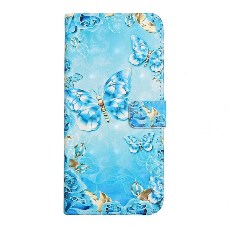 Hoesje Xiaomi Redmi 14C / Poco C75 Blauw en Goud Vlinders