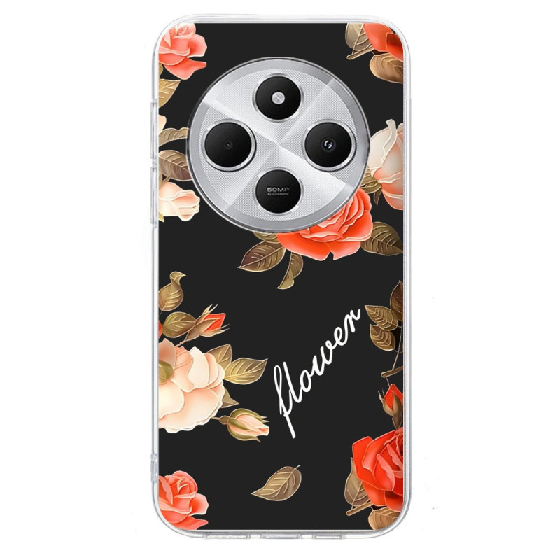 Xiaomi Redmi 14C / Poco C75 Hoesje Bloemenpatroon Zwart