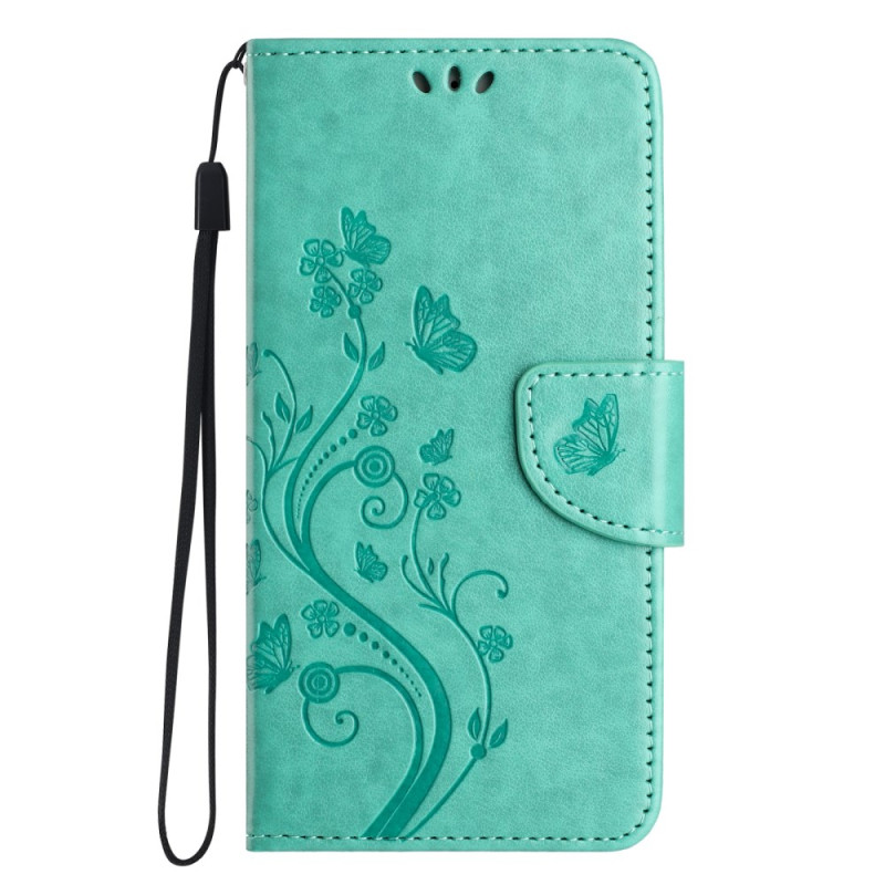 Xiaomi Redmi 14C / Poco C75 Etui Bloemen en Vlinders met Koord