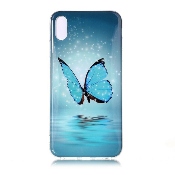 iPhone XR hoesje vlinder blauw fluorescerend