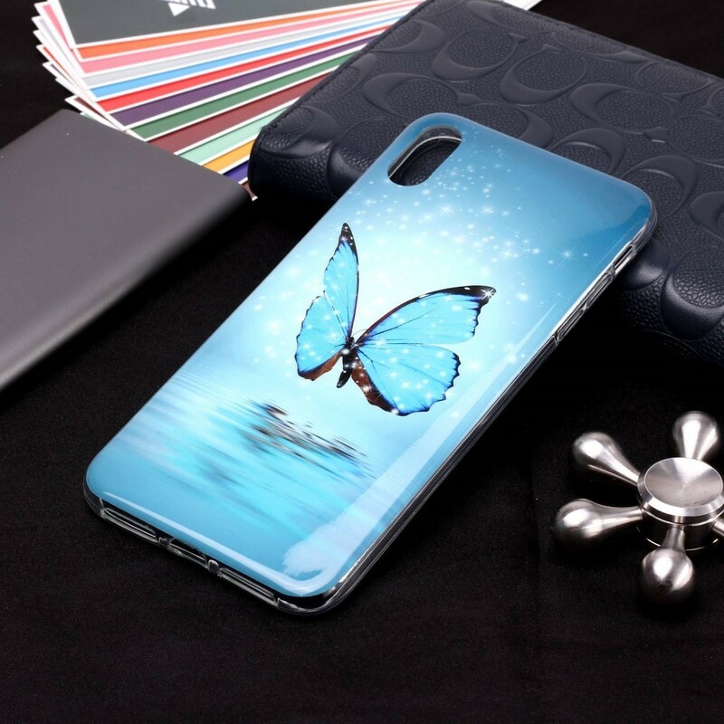 iPhone XR hoesje vlinder blauw fluorescerend