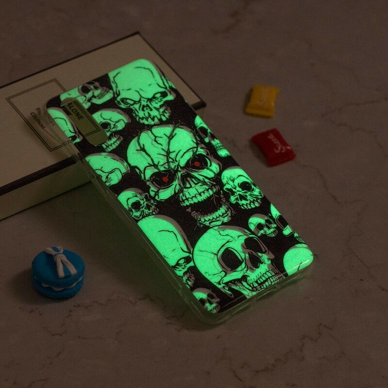 iPhone XS Max voorzichtigheid schedels fluorescerende case