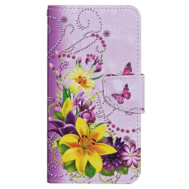 Samsung Galaxy S25 5G Etui Geel Bloemen en Vlinders