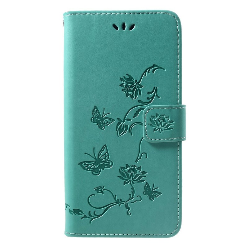 Hoesje Huawei P Smart Plus Vlinders en bloemen met riem