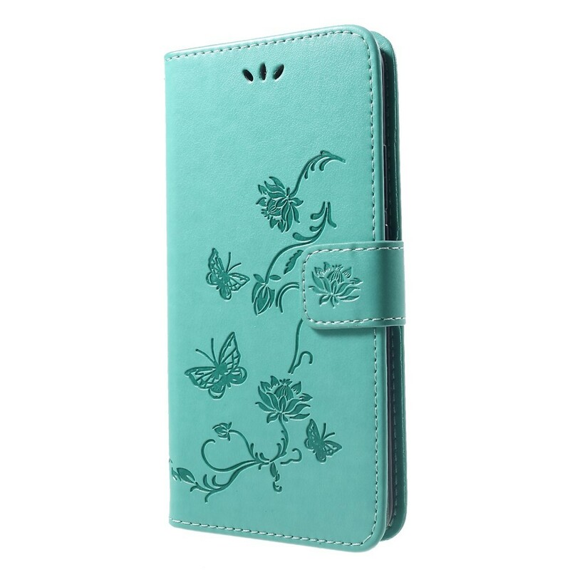 Hoesje Huawei P Smart Plus Vlinders en bloemen met riem
