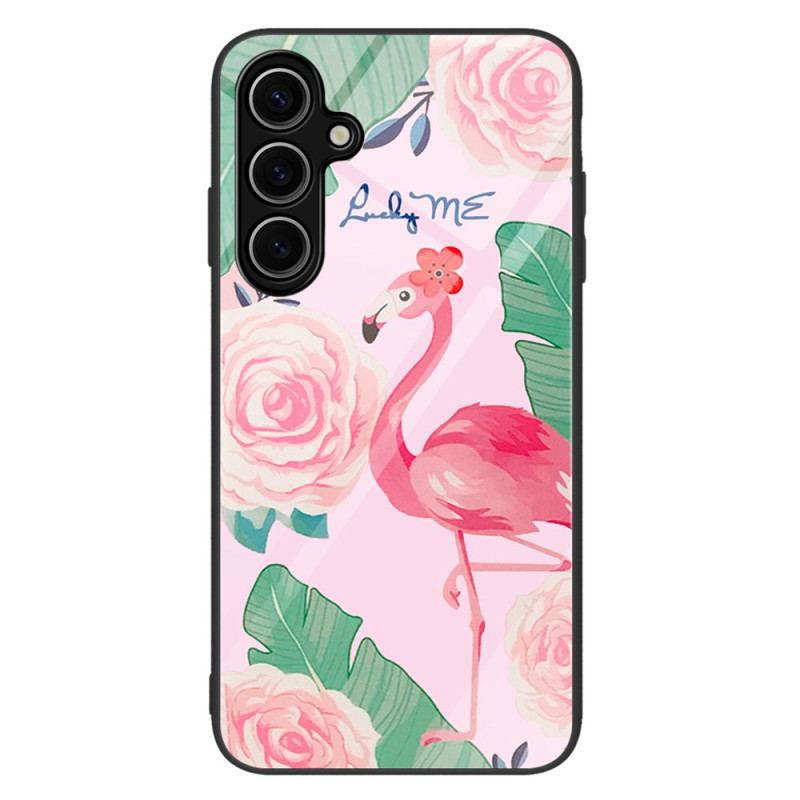 Samsung Galaxy A36 5G Gehard Glazen Hoesje Roze Flamingo