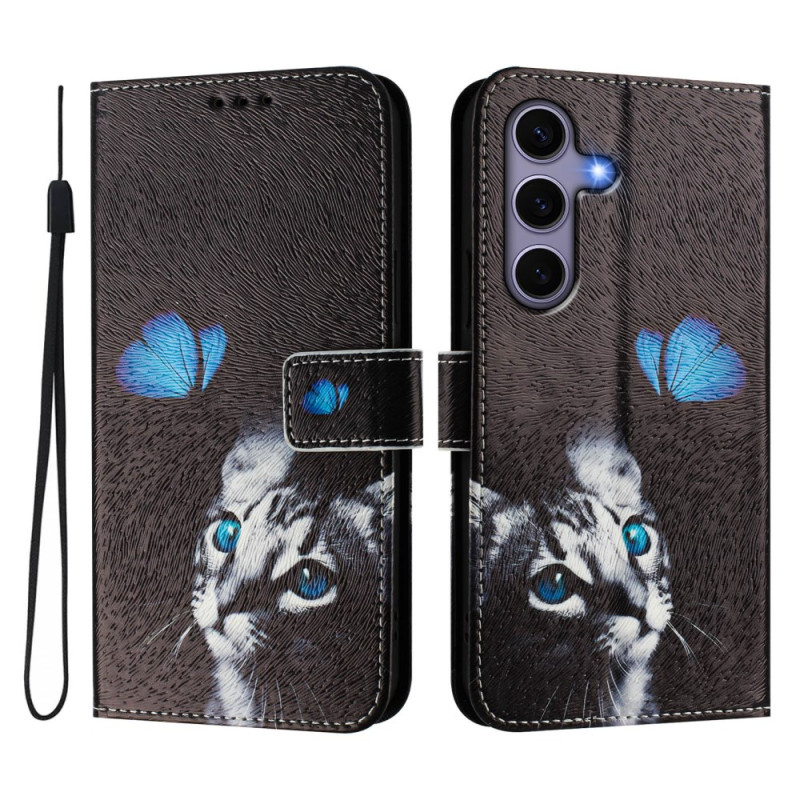 Samsung Galaxy S25 5G Vlinder en kitten band hoesje