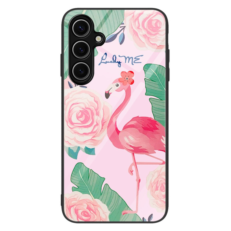 Samsung Galaxy S25 5G Gehard Glazen Hoesje Roze Flamingo