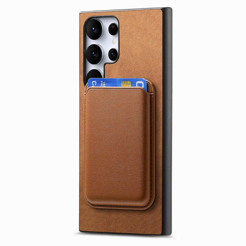 Samsung Galaxy S25 Ultra 5G Suede Style Hoesje Magnetische Afneembare Kaart Case