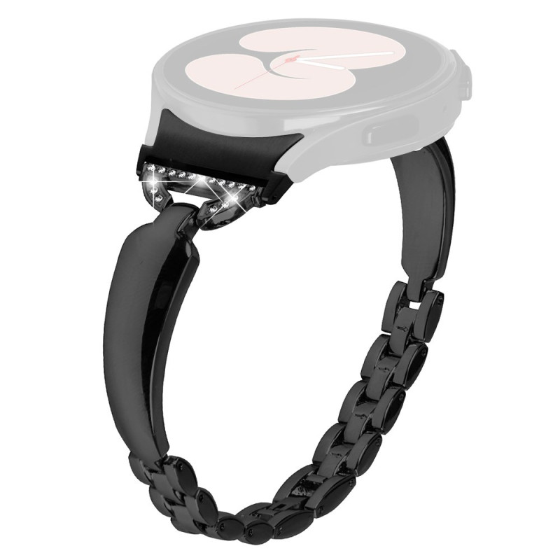 Samsung Galaxy Watch6/5/4 Armband / Classic Connector Zwart en Strass