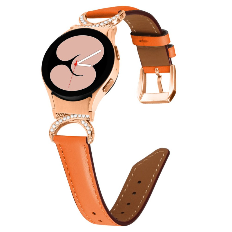 Lederen bandje Samsung Galaxy Watch6/5/4 / Classic Connector Design D Gold-Rose en Straa