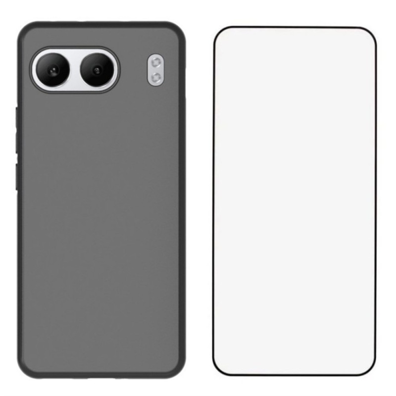 Coque OnePlus Nord 4 Silicone Mat avec Protection d'Écran en Verre Trempé