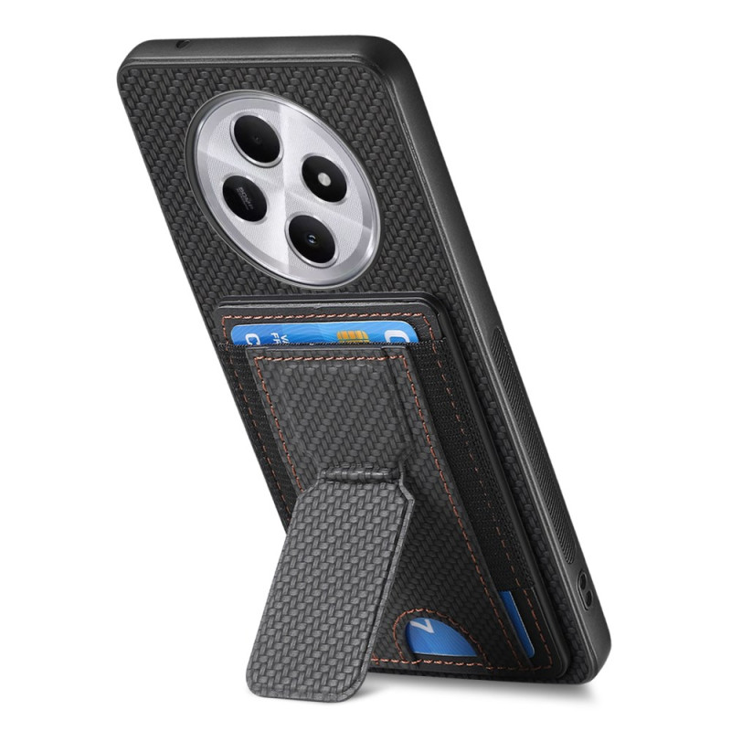 Xiaomi Redmi 14C / Poco C75 Carbon Textuur Hoesje Standaard en Kaarthouder