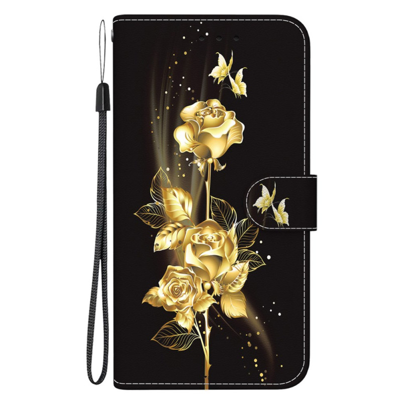 Honor Magic 7 Lite / X9c Goud en Roze Vlinder Etui