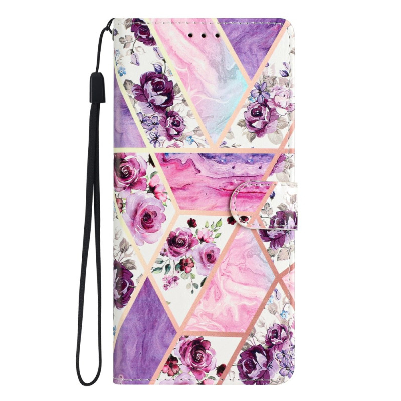 Honor Magic 7 Lite / X9c hoesje met gemarmerd bloempatroon