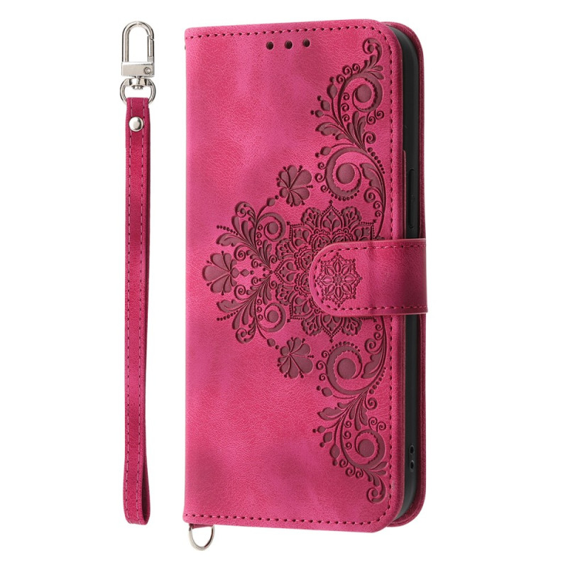 Etui Oppo Reno 13F 5G Suede Effect Kant met Koord
 en Schouderband