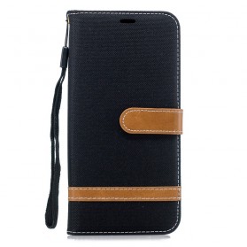 Huawei Mate 20 Pro stof en leer effect riem case