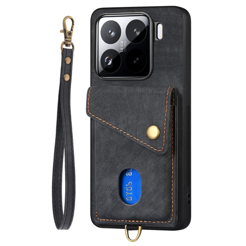 Xiaomi 15 Pro Suede Effect Etui Kaarthouder en Lanyard